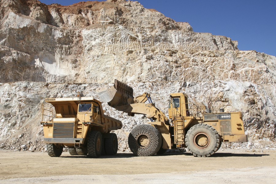loading RoM material on mining truck at Yerakini mines Grecian Magnesite